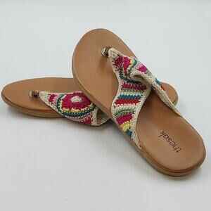 The Sak Everly Crochet Floral Thong Sandals Multicolor Women's Size 7 Boho China